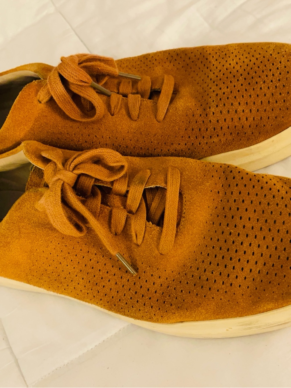Cole Haan Men's Perforated Suede Sneakers in Cognac Brown